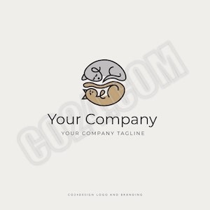 Pet Store Logo, Pet Care Logo, Sleeping Dog and Cat, Animal Shelter Logo, Veterinary Logo, Pet Service Logo (eps, svg, jpeg, pdf, png files)