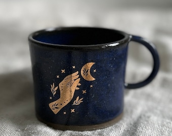 Espresso Mug in Cobalt with gold accents