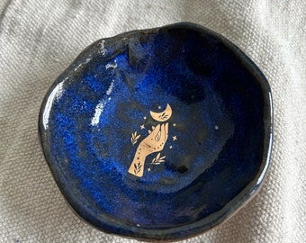 Ring Dish in Cobalt with gold accents