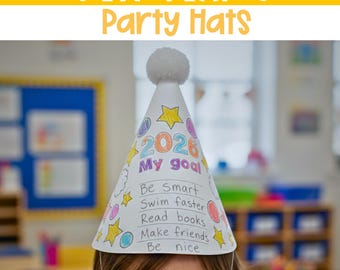 2026 New Years Party Cone Hat Happy New Year Hat Coloring Pages New Years Eve Crafts for Kids NYE Paper Hat Template Printable Party Hat DIY
