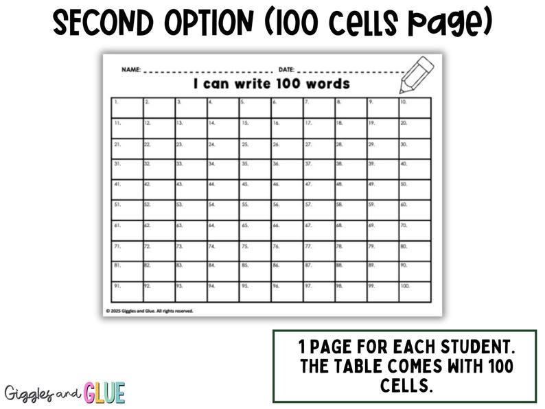 100 Days of School I Can Write 100 Words ELA Worksheets 100th Day of