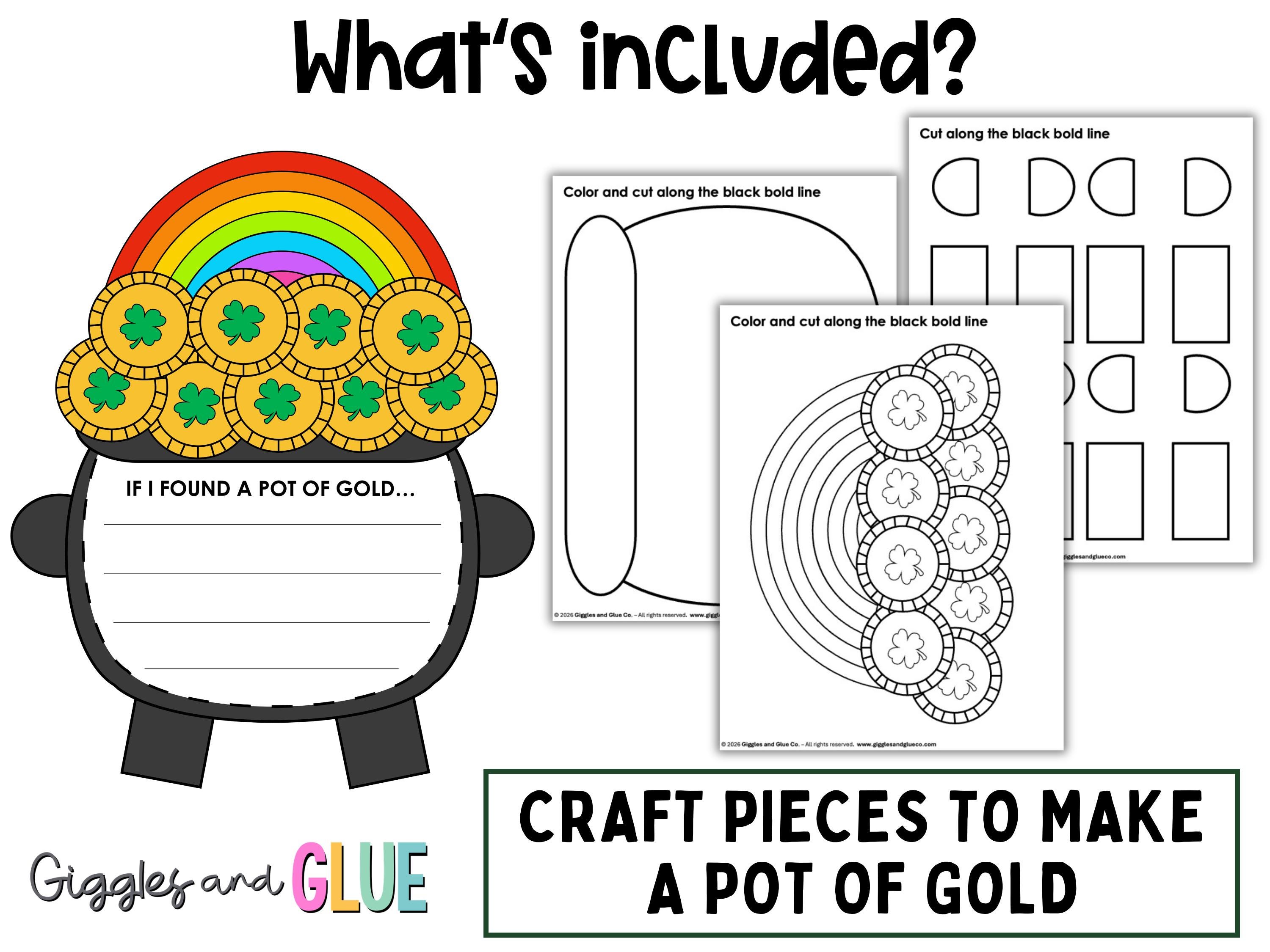 St. Patrick’s Day Pot of Gold Craft Writing Activity St Patricks Day ...