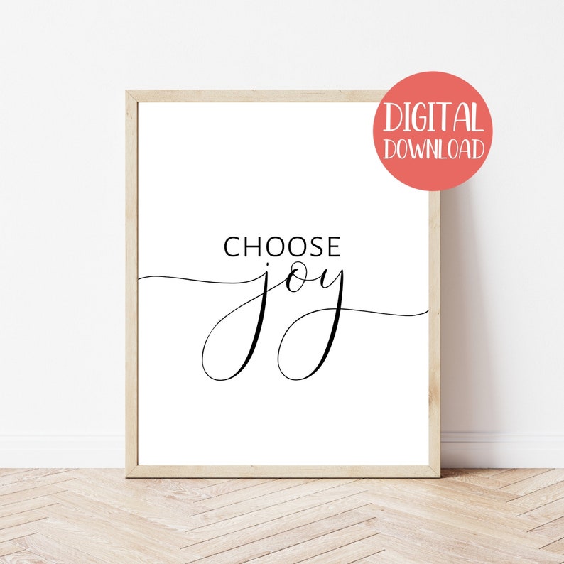 Choose Joy Wall Art Minimalist Black and White Printable Etsy
