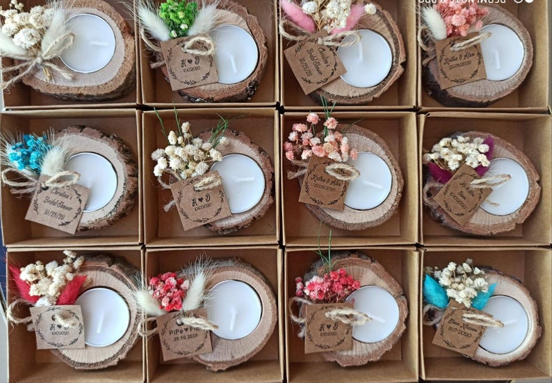 rustic tealight holder Bridesmaid Gifts Personalized Wedding Shower favors bridal shower favors Gift Wood favors Personalized candle