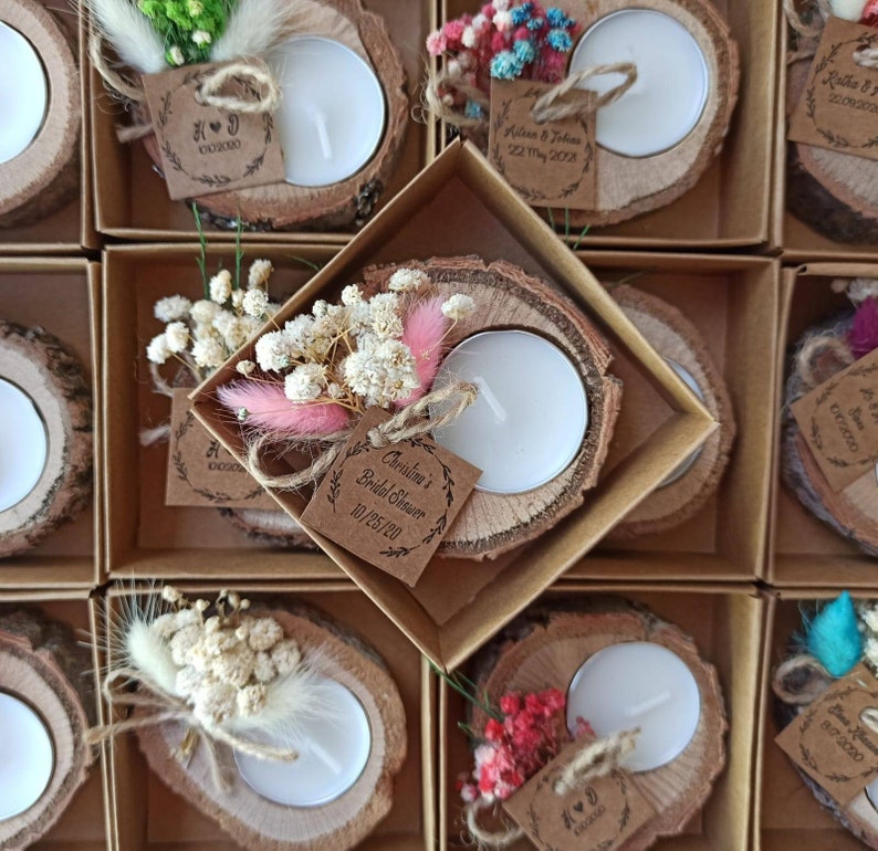 rustic tealight holder Bridesmaid Gifts Personalized Wedding Shower favors bridal shower favors Gift Wood favors Personalized candle