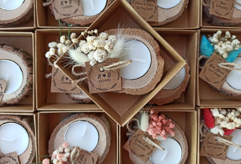 Personalized Wedding Shower Favors Rustic Tealight Holder Etsy