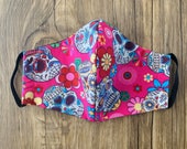 Sugar Skull Handmade Cotton Two-Layer Face Mask - Washable Reusable