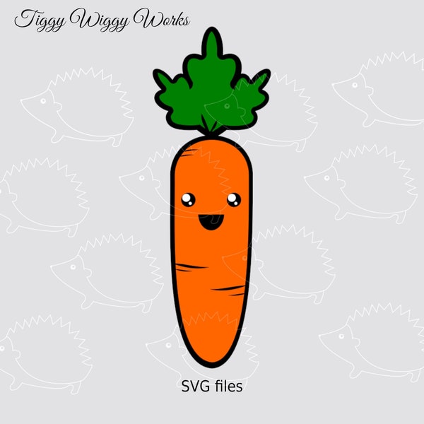 Smiling carrot SVG and PNG Vegetable with cute Kawaii face for allotment or food related crafting projects
