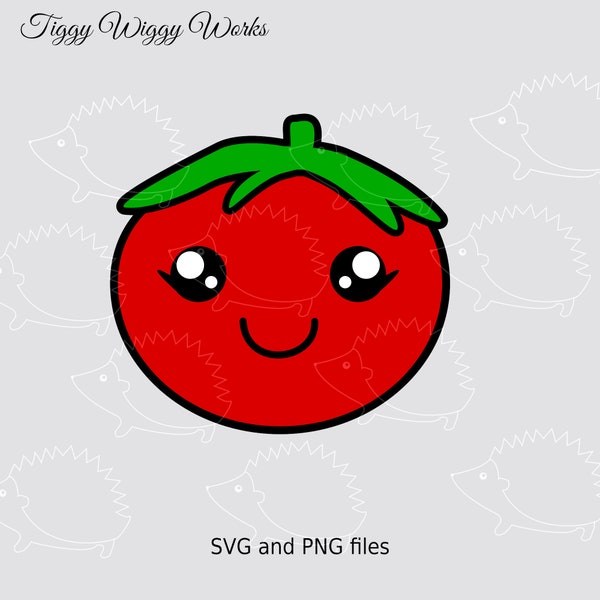 Smiling tomato SVG and PNG Vegetable with cute Kawaii face for allotment or food related crafting projects