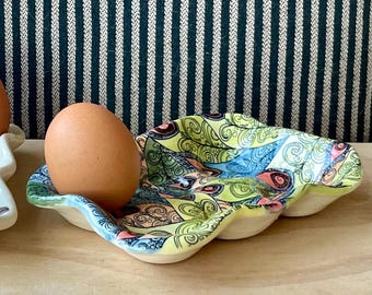 Caisse à oeufs en grès fabriquée à la main : outil de cuisine en grès fait main, décoration de ferme de campagne