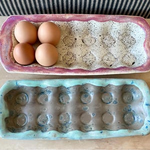 Ceramic Hand Built Egg Crate - Egg Holder- Stoneware Tray- from Grammy&#39;s Divine Design Country Farm Inspired Series