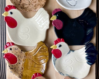 Chicken Ceramic Spoon Rest from Grammy's Divine Designs Country Farm Inspired Collection