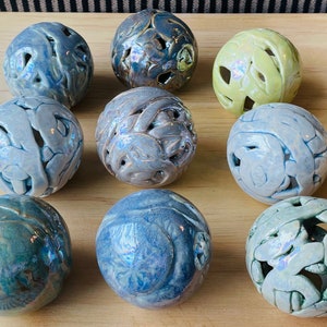 Garden Ord - Adorable 2.25&quot; Hand-made Stoneware Ceramic Pottery Orbs