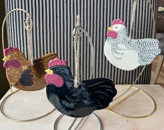 Chicken Ceramic Pottery Ornament from Grammy's Divine Designs Country Farm Inspired Collection