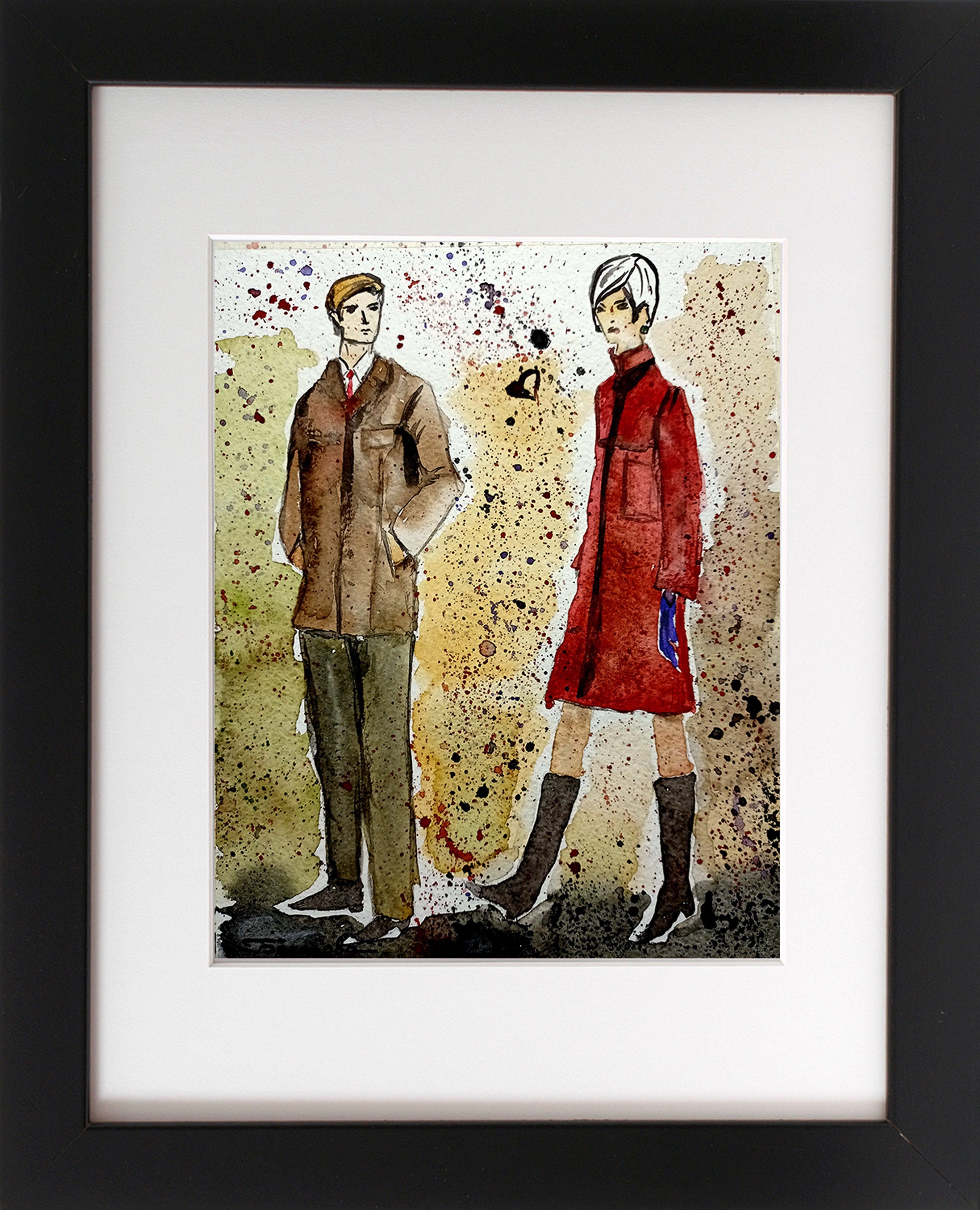 Man And Woman Art Watercolor Original Couple Sketch Love | Etsy