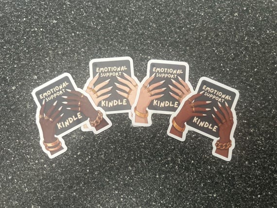 Emotional Support Kindle Sticker, Kindle Sticker, Diecut Stickers, Kindle Stickers Black Women, Black Girl Kindle Stickers