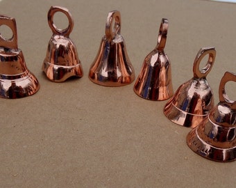 Lot of 6 Copper Bells 1 1/2" Great for Wind Chimes Wedding Crafts 028
