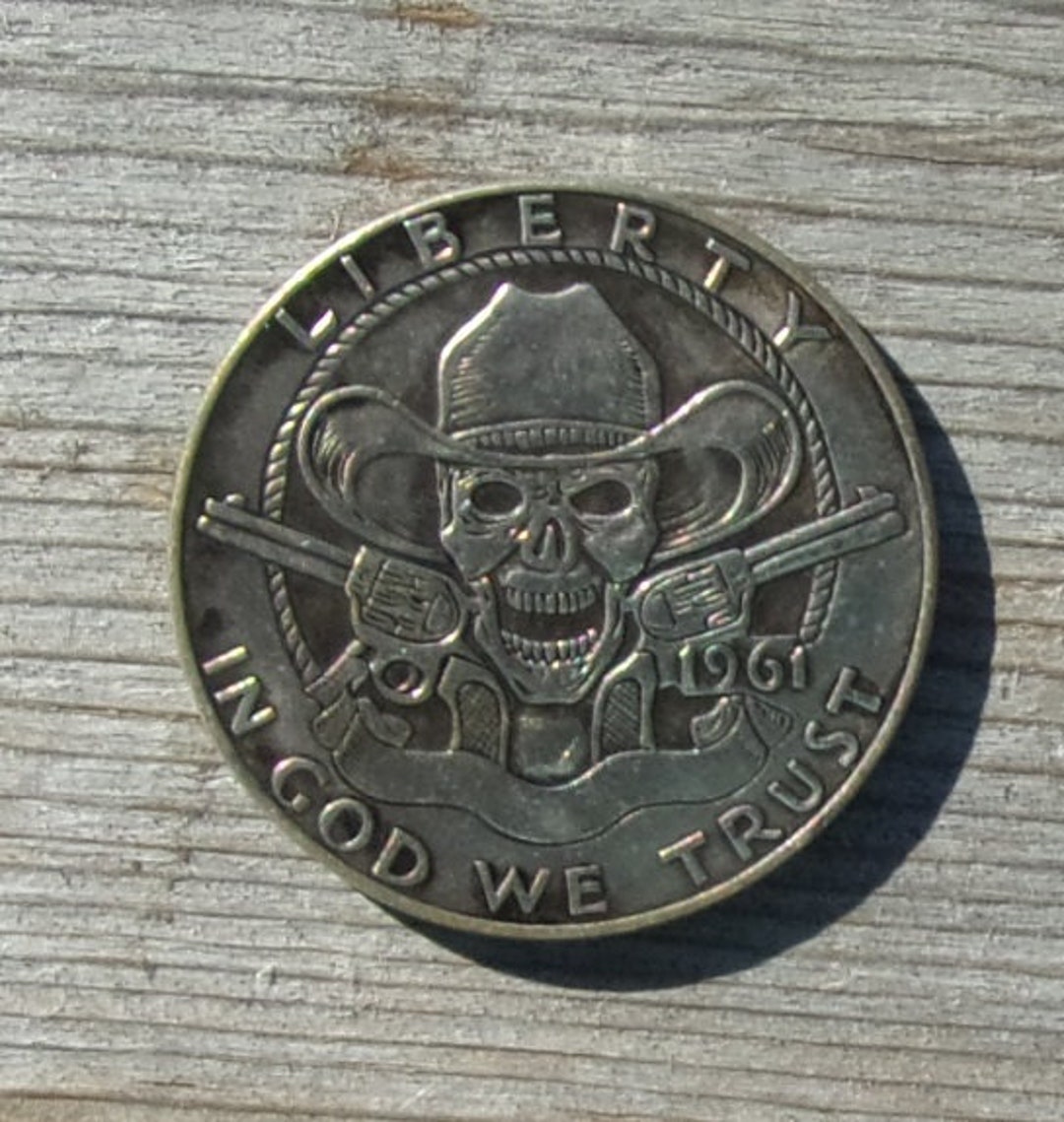 Skull Cowboy Replica Half Dollar Hobo Coin Art E7 - Etsy