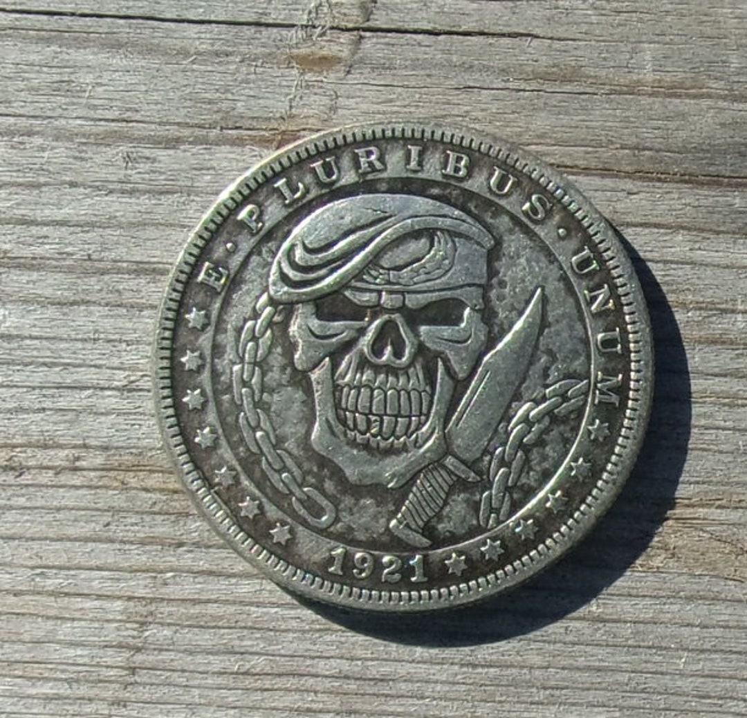 Military Combat Skull " Replica Morgan Dollar Hobo Coin Art E7 - Etsy