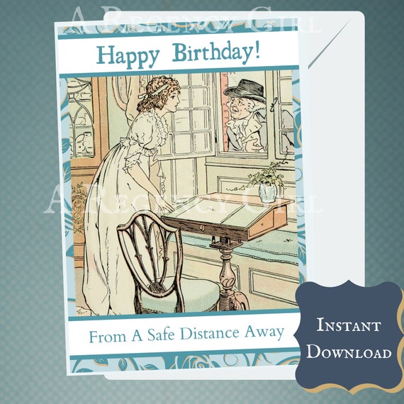 Jane Austen Birthday Card Happy Birthday From a Safe Distance | Etsy