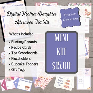 Mini Digital Mother-Daughter Afternoon Tea Kit, Tea Party Hosting Book and Decorations, Tea Bundle, Afternoon Tea Downloads