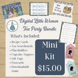 Pacchetto Mini Digital Tea Party per Piccole Donne, Kit e decorazioni per il tè pomeridiano Piccole Donne, Pacchetto tè, Download del tè pomeridiano