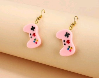 Handmade Resin Gaming Controller Earrings Pink Kawaii Gamer Girl Gift Unique Quirky Gamer Stocking Filler For Her Girlfriend Sister Wife