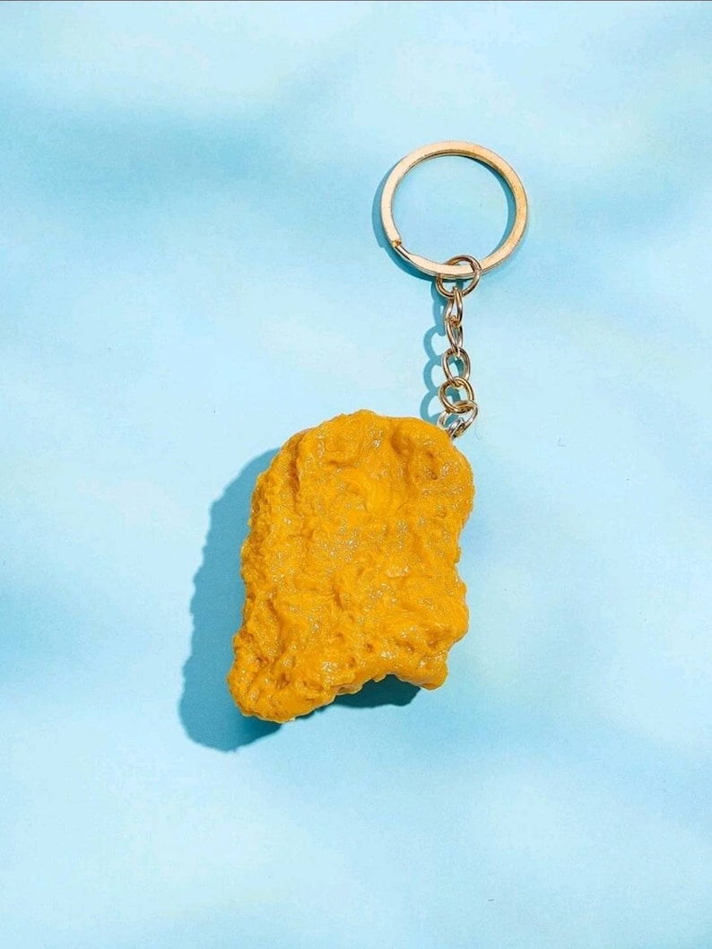 Handmade Realistic Chicken Nugget Keyring Novelty Stocking Fille
