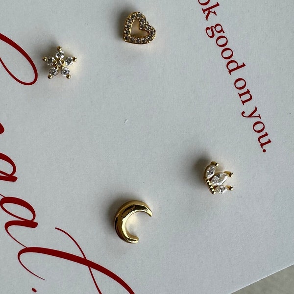 FLAT BACK Studs, Gold Plated,Stainless steel, Waterproof, Comfortable, Hypoallergenic, Nickel free, lead free, gift for her