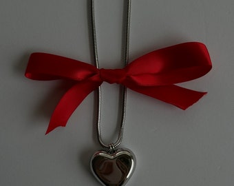 Stainless Steel Large Bubble Puffy Heart Necklace, Unique Jewelry, Waterproof, Gift For Her, Gift Idea
