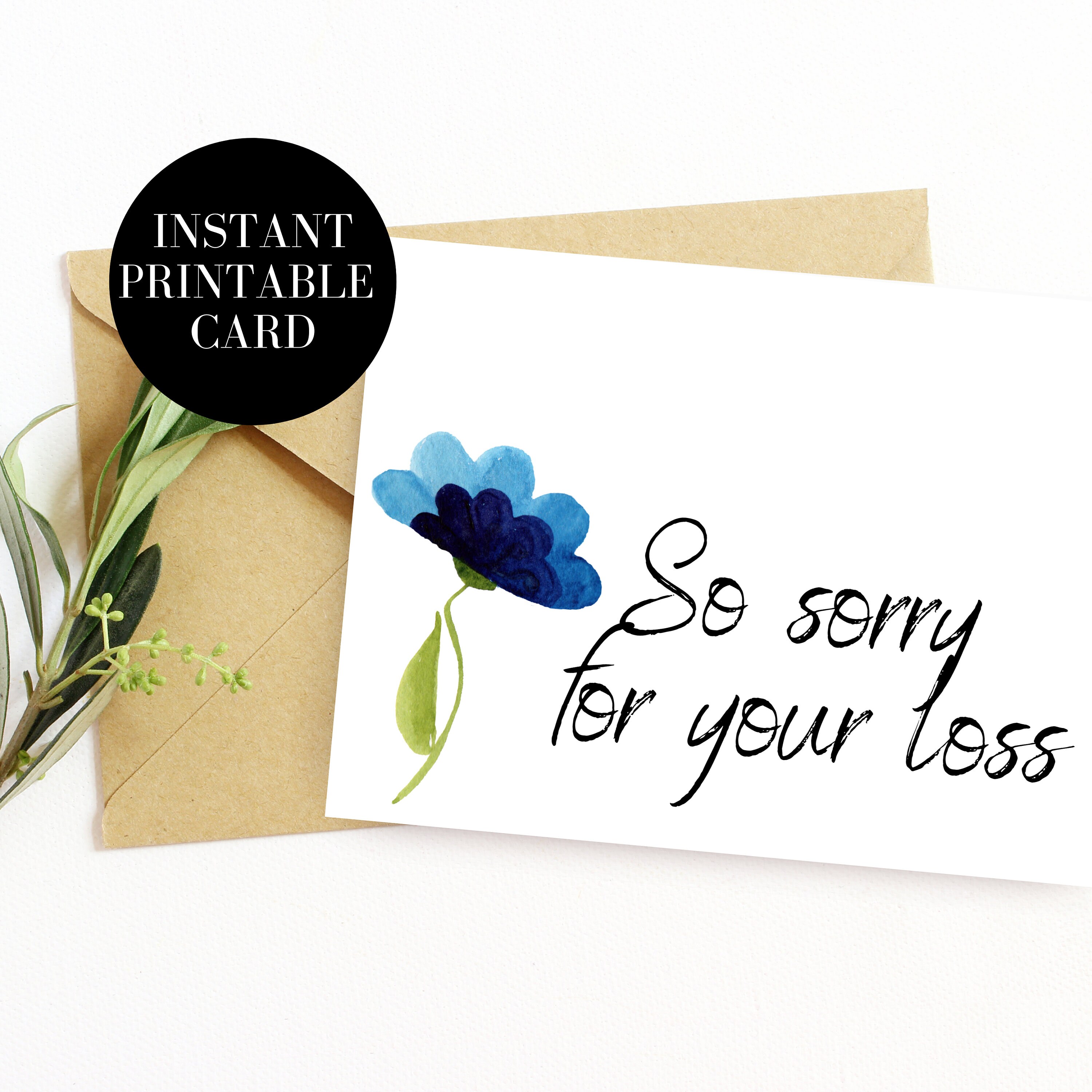 Printable Card Sorry For Your Loss Sympathy Card Card Etsy