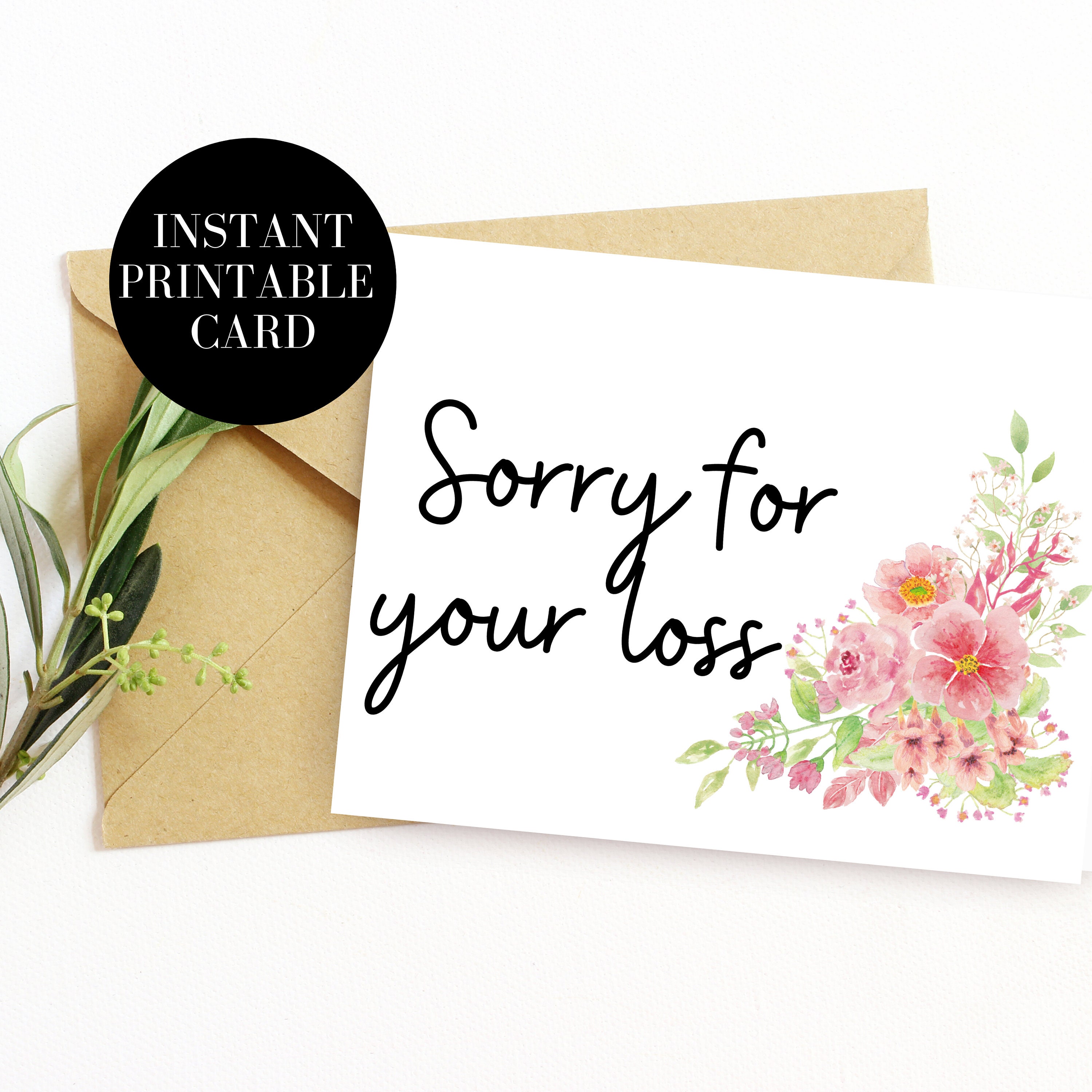 Sorry For Your Loss Card Printable Card Sympathy Card Etsy Sorry For Your Loss Card Printable Card Sympathy Card Etsy