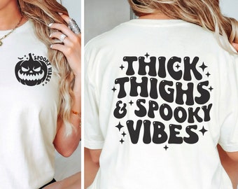Dikke dijen & Spooky Vibes SVG | Spookachtige Vibes SVG | Enge Halloween Pompoen SVG