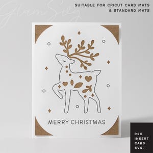 Weihnachten Insert Karte SVG | Rentier Weihnachtskarte für Cricut Kartenmatten & Standardmatten | Frohe Weihnachten SVG | R20