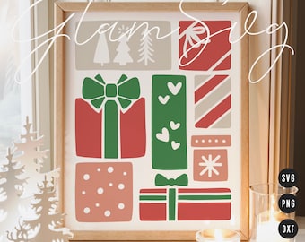 Weihnachtsgeschenke SVG | Weihnachten Danish Pastel Home Decor SVG geschnittene Dateien für Cricut | Retro Weihnachten SVG Digital Download