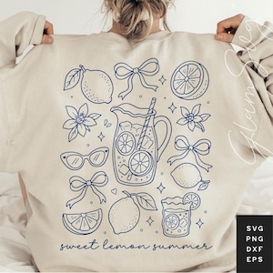 Söt citron sommar SVG för Cricut, Coquette Lemonade Shirt Design