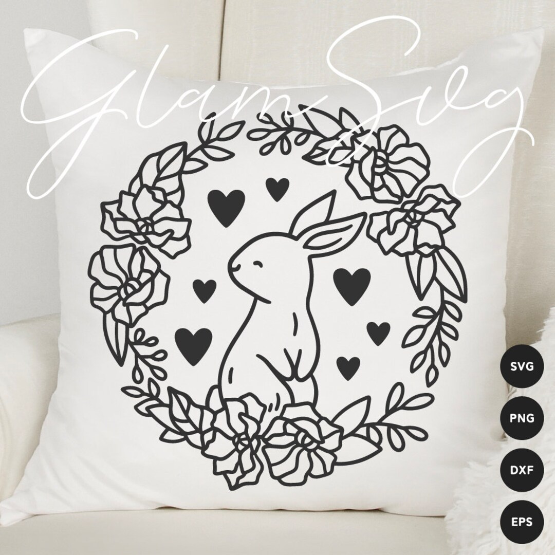 Easter Bunny in a Floral Wreath SVG | Easter SVG Cut Files for Cricut ...