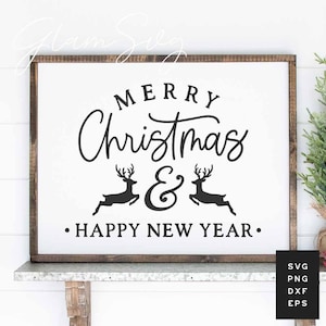 Frohe Weihnachten und glückliches neues Jahr SVG | Weihnachten Rentiere SVG Cut Files für Cricut | Frohes neues Jahr SVG | Digitaler Download