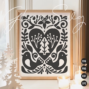 Uccelli di Natale SVG / Decorazioni per la casa di Natale scandinavo SVG File di taglio per Cricut / Download digitale