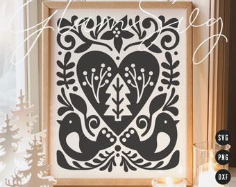 Christmas Birds SVG | Scandinavian Christmas Home Decor SVG Cut Files for Cricut | Digital Download