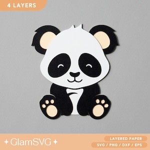 Panda Paper Piecing SVG / Cute Panda Layered Paper SVG / Cardstock Project / Scrapbooking SVG Cut Files per Cricut / Digital Download