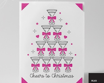 Cheers to Christmas Insert Card SVG | R20 Cocktail Tree Cricut Joy Card Design (Digital Download)