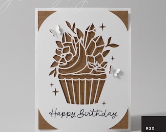 Birthday Insert Card SVG | R20 Cricut Joy Insert Card SVG | Birthday Card for Cricut Card Mats & Standard Mats | Pop-Up Butterflies