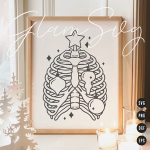 Christmas Ribcage SVG | Christmas Skeleton RibCage SVG Cut Files for Cricut | Gothic Christmas SVG Digital Download