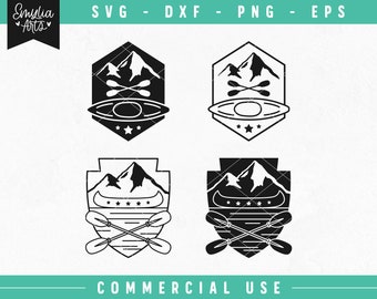 Kayak SVG, Kayaking SVG, Canoe SVG, Lake Svg, Outdoor Activities, Kayaking Png, Canoeing Svg, Silhouette Svg Cut File, Png, Dxf, Eps Vector