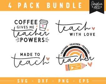 Teacher Phrases SVG Bundle. Teach with love Svg, Teacher Coffee Mug SVG, Teacher Rainbow SVG, Teacher quotes Svg, Teacher Saying Svg, Png