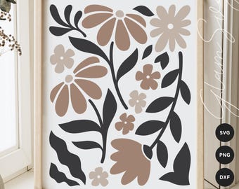 Boho Flowers SVG | Botanical SVG | Floral Home Decor SVG Cut Files for Cricut | Digital Download