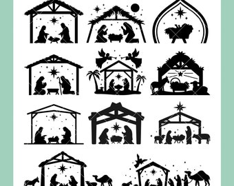 Nativity Scenes SVG Bundle | Christmas Jesus SVG Cut Files for Cricut | Digital Download
