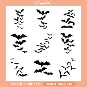 Pakiet Flying Bats SVG | Pliki do cięcia SVG na Halloween dla Cricut | Pobieranie cyfrowe