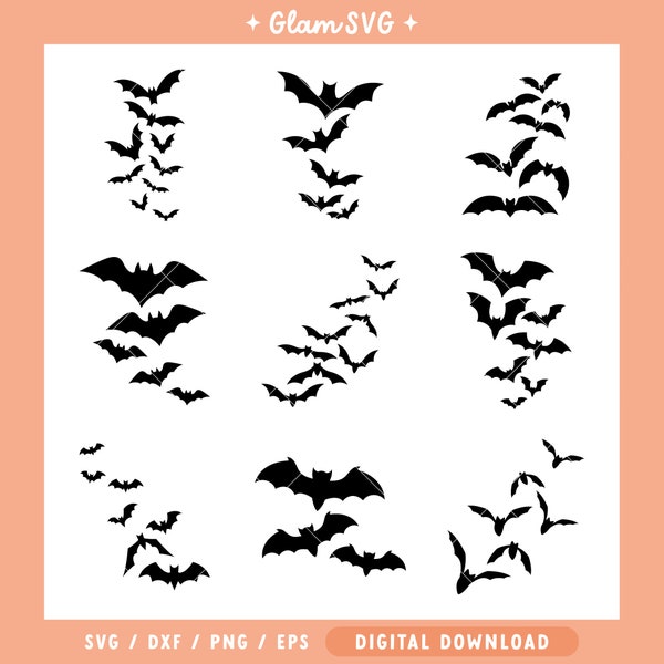 Flying Bats SVG Bundle | Halloween SVG Cut Files for Cricut | Digital Download